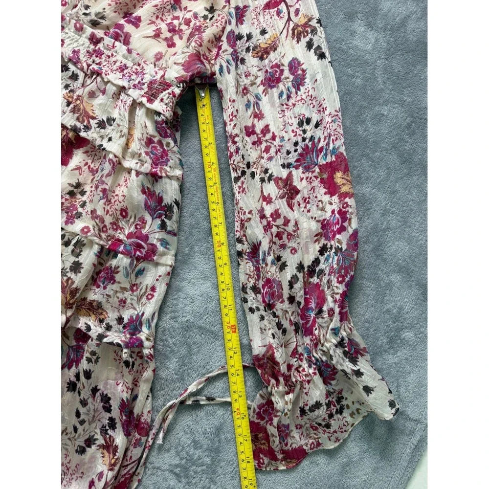 Free People Closer to the Heart Mini Dress Pink Floral Ruffle Boho S Coquette